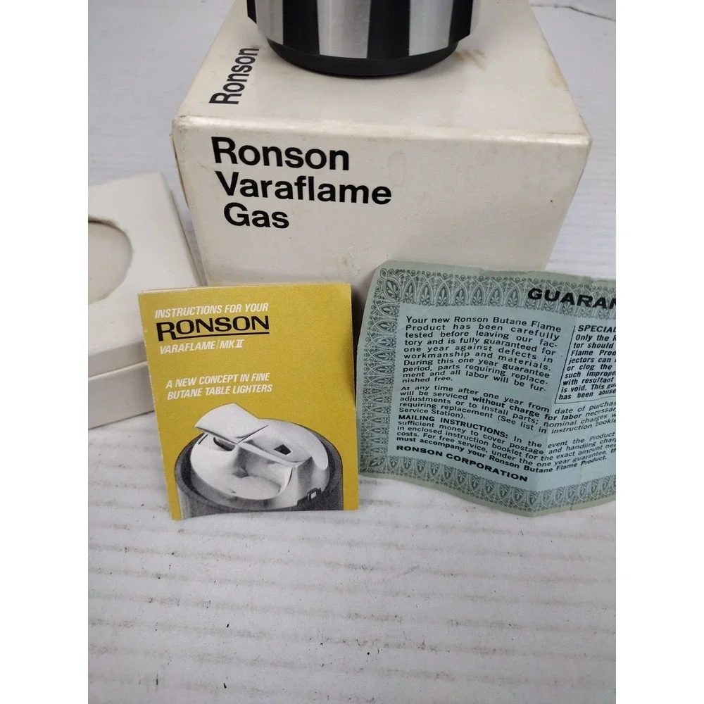Ronson 1950's? Butane Lighter Fine TableDesk Varaflame MCM Art Deco MK2 Untested